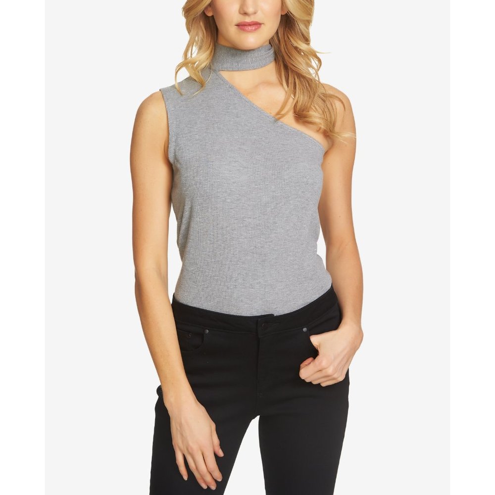 NWT Womens Size Small Nordstrom 1. STATE Gray Tie Neck One-Shoulder Top NEW